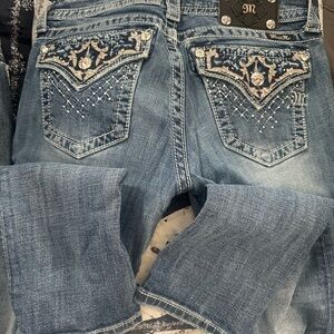 Miss Me Blue Boot Cut Jeans with Embellished Design
